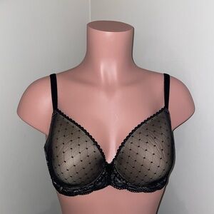 Wacoal 853115 Black Mesh Reveal Contour Underwire Bra Black Size 32DDD